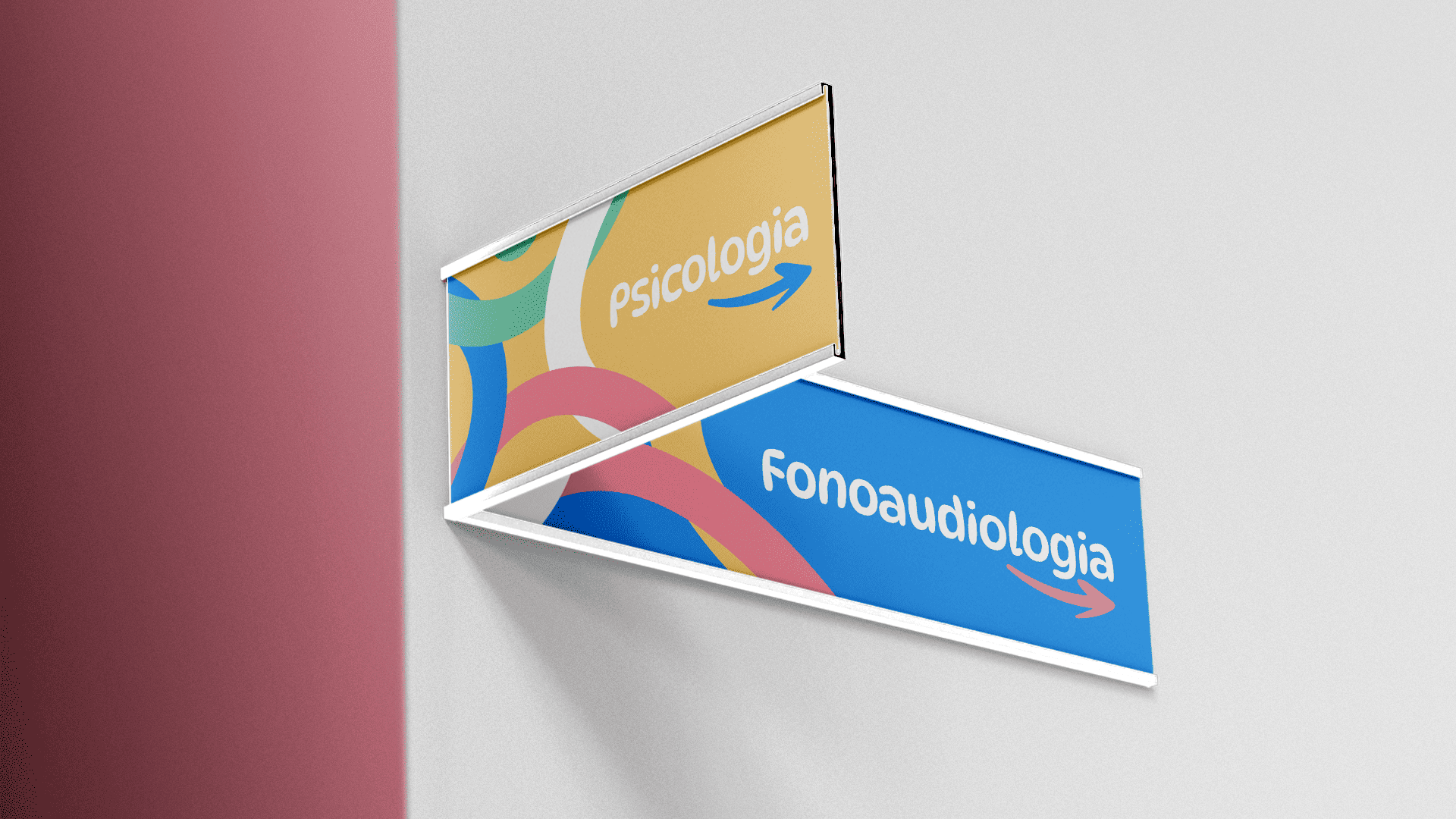 Placas direcionais dos setores Psicologia e Fonoaudiologia