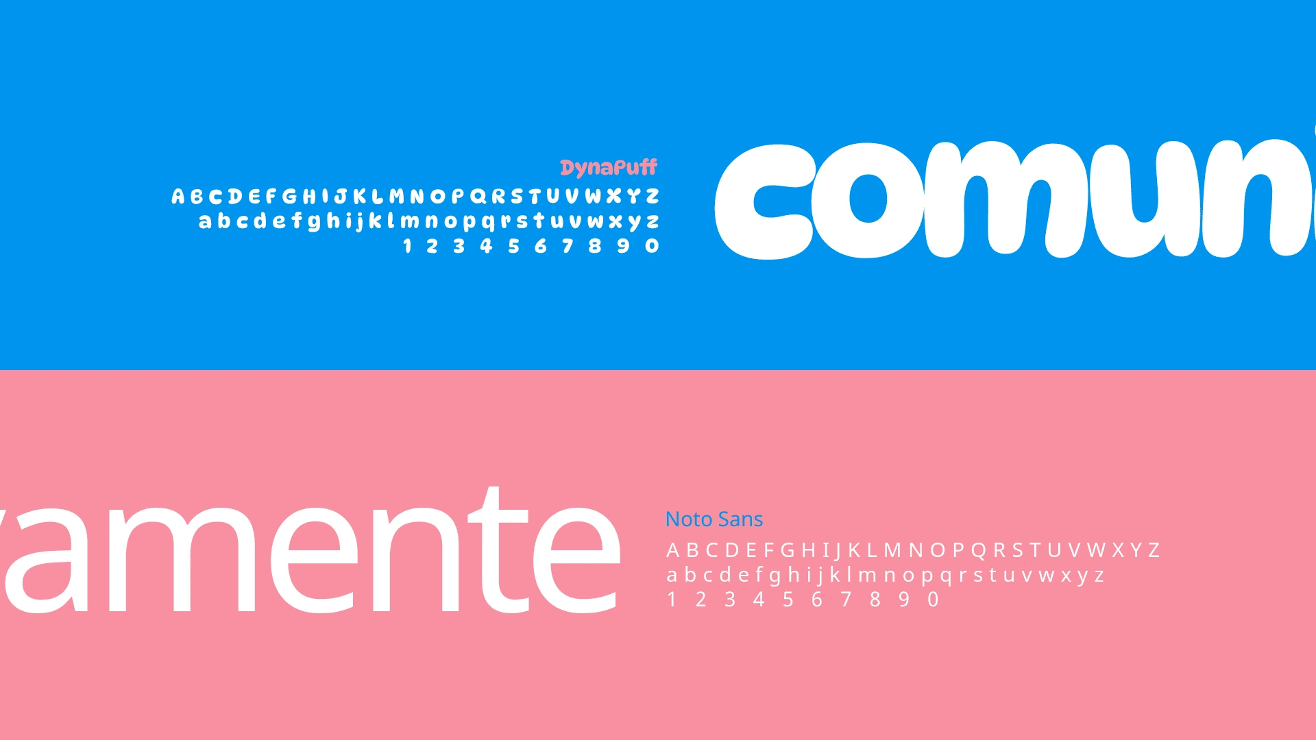 Tipografias DynaPuff e Noto Sans utilizadas no projeto Comunicativamente
