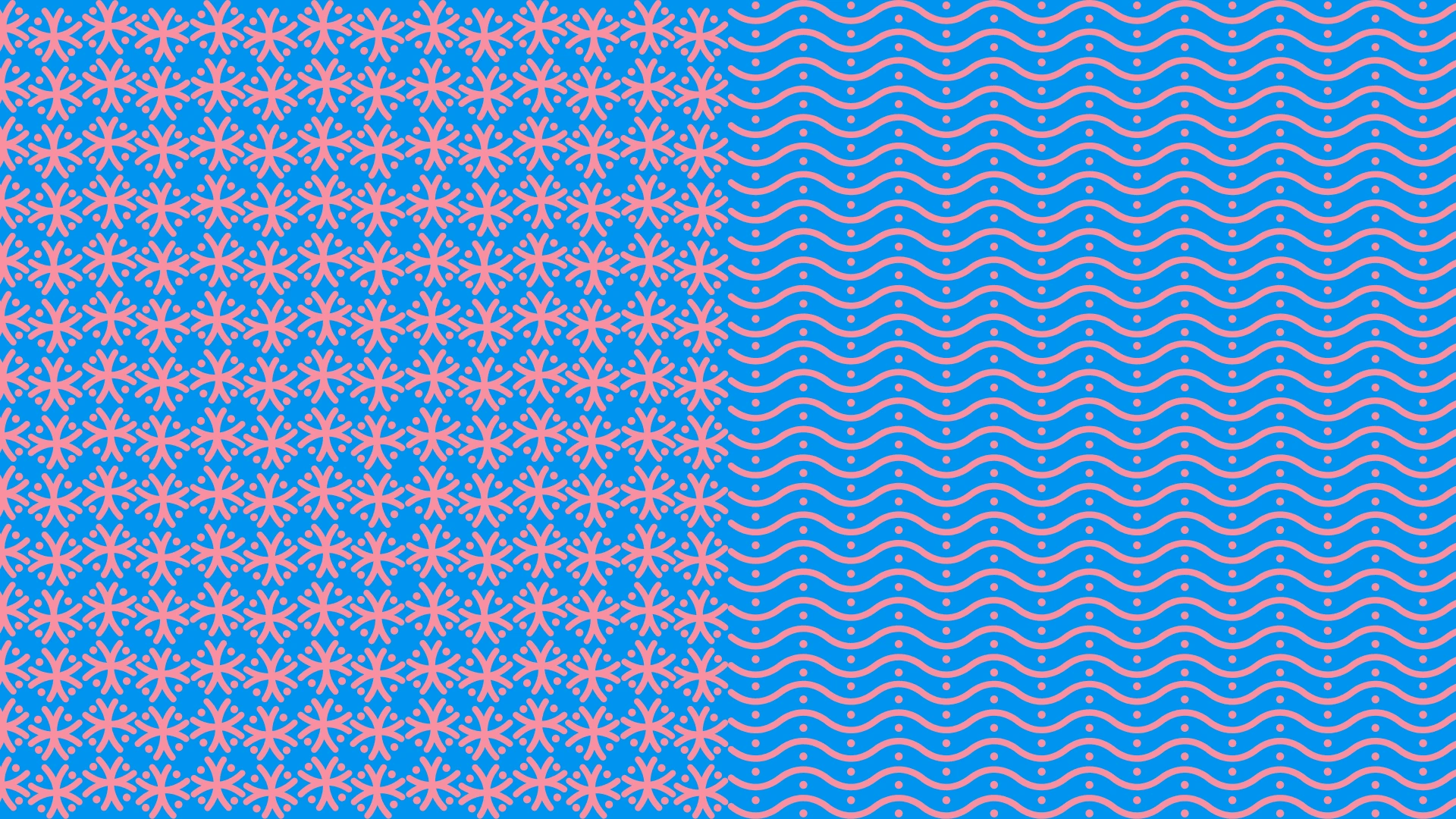 Padrões gráficos decorativos em azul e rosa para aplicações da marca